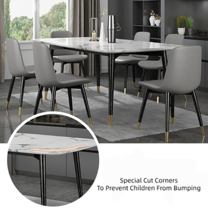 Juego de mesa de comedor 8 sillas muebles de comedor moderno Arianna juego de mesa de comedor de mármol 6 plazas de lujo brillante de acero inoxidable - Product Image 5