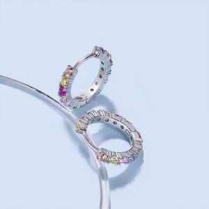 Pendientes de Joyería Fina Dylam con Diseño Colorido, Plata S925 con Baño de Rodio, Aros con Zirconia 5A, Estilo Eternity - Product Image 5