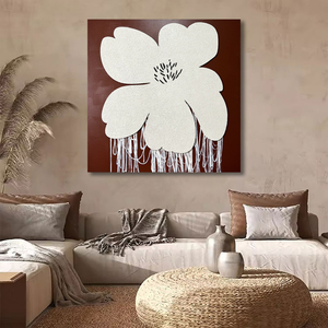 <span class=keywords><strong>Peinture</strong></span> murale sur toile Fleur Blanche, Art abstrait moderne 3D, Texture sable de quartz, pour décoration murale de <span class=keywords><strong>salon</strong></span> et chambre - Product Image 1