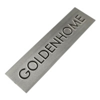 Étiquette en métal en acier inoxydable gravée sur mesure et sablée, autocollant logo finition miroir pour entreprise de rénovation