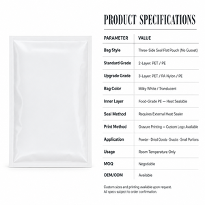 Sachet scellé sur trois côtés, semi-<span class=keywords><strong>opaque</strong></span>, de qualité alimentaire, sans fond autoportant, pour utilisation à température ambiante, utilisé pour la portionnement - Product Image 6
