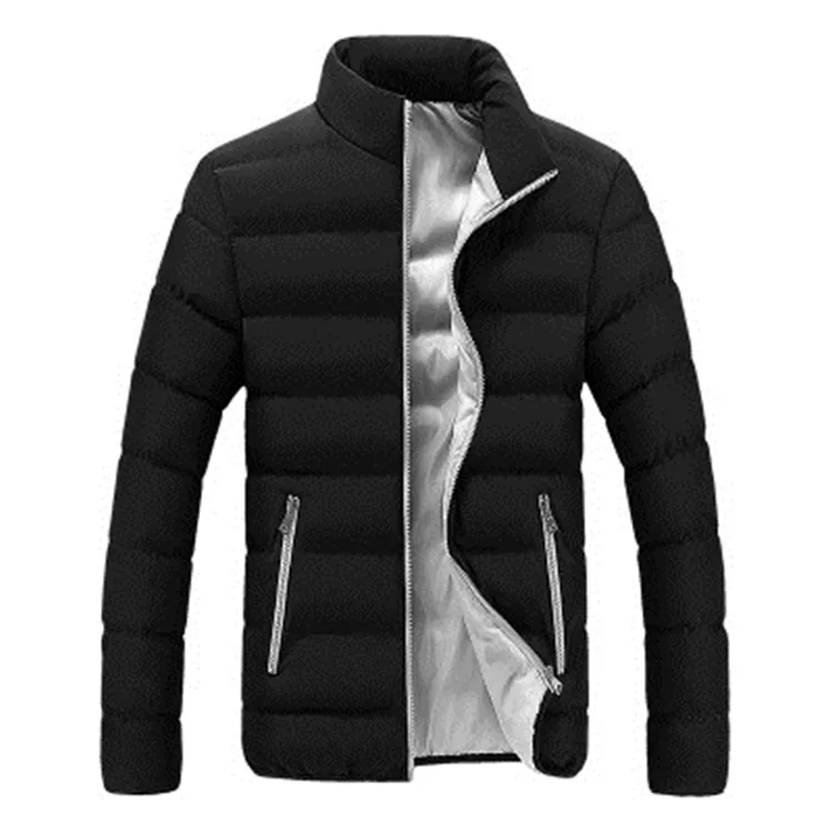 2020 winter Korean style slim solid color padded coat men's short stand collar jacket