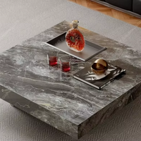 Table basse moderne minimaliste en pierre frittée marron Venise, écologique, durable, design italien pour salon et appartement