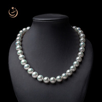 Collier de perles rondes de luxe AAA+ en perle d'Edison blanche de 18 pouces avec fermoir en or 18 carats