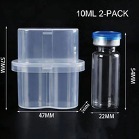 Kotak Penyimpanan Vial Plastik 2 Slot 10ml Custom, Tempat Penyimpanan Bubuk Peptida, Kemasan Pengiriman