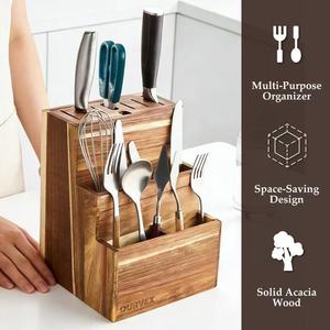 Durvex <b>Wooden</b> Knife <b>Block</b> 17pc Storage Rack For Kitchen Utensils Desktop Organization - Product Image 5