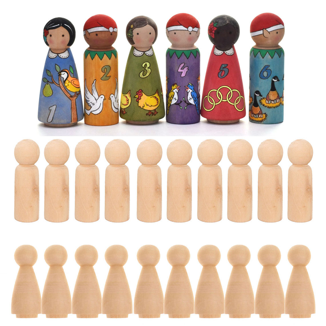Pack De 6 Muñecos De Madera Sin Pintar, Tipo Pinza, Para Manualidades, Pintura Y Juegos Infantiles