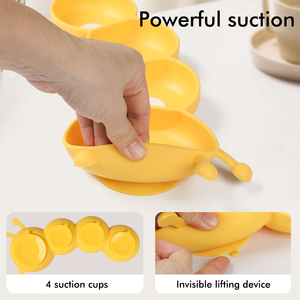 Bol bébé en silicone en forme de chenille, 100 % qualité alimentaire, design compartimenté pour les mangeurs difficiles, vaisselle qui ne glisse pas - Product Image 6