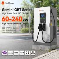 Chargeur rapide pour véhicules électriques StarCharge Gemini GBT, double connecteur GB/T, écran 7 pouces, carte RFID, application, IP55, IK10, sur pied, 160 kW