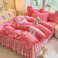 Ensemble de literie quatre pièces en velours de lait Winter Princess - Housse de couette en flanelle ultra douce et chaude avec rembourrage en polyester, 400TC