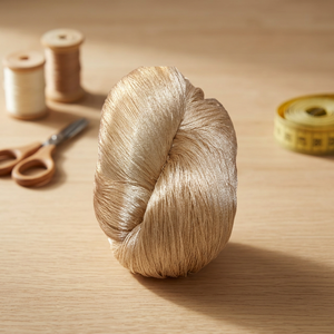 Fil de Soie Muga en Chenille Dorée Naturelle, 30/2, Pelotes de 100g pour Broderie et Tricot - Écologique et Anti-Bactérien - Product Image 2