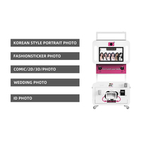 Cabina de Fotos Personalizada, PhotoBooth con Pantalla Táctil de 21.5 Pulgadas y 1080P, Máquina de Selfies Estilo Coreano