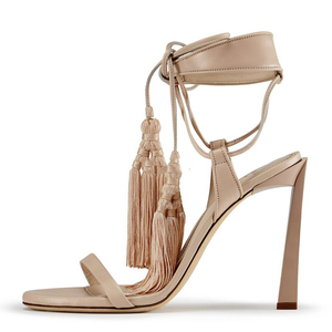 Sandali Boho da Donna in Camoscio con Frange, Tacchi a Spillo Sexy con Cut-out, Eleganti Scarpe con <span class=keywords><strong>Tacco</strong></span> Alto in Camoscio Marrone - Product Image 6