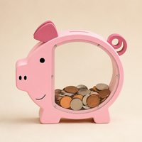 Tirelire en bois de luxe avec fenêtre transparente en acrylique, boîte en forme de cochon gravée au laser, cadeau éducatif pour enfants, provenant du Shandong