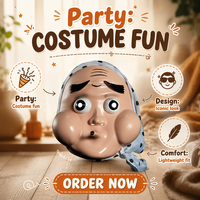 Masque de fête amusant en PVC biodégradable avec motif personnalisé pour le poisson d'avril, la remise des diplômes, Halloween
