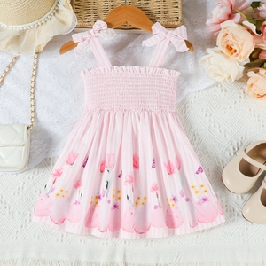 Vestito Estivo da Bambina Senza Maniche con Stampa Farfalle e Cappello, Abito Carino per Vacanze - Product Image 1