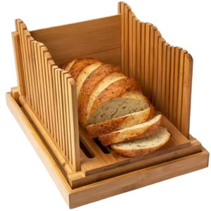 Pengiris roti bambu roti kompak, dengan panduan pemotong yang dapat dilipat, nampan remah rumah dan aksesori dapur untuk memotong blok - Product Image 3