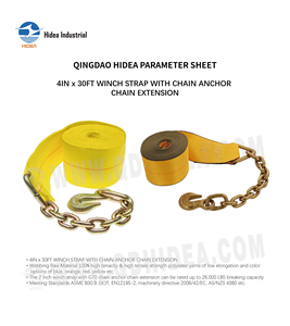 Correa de Poliéster Plana HIDEA con Gancho de Anclaje de Cadena G70, 4"x30', 26,000 LBS, <span class=keywords><strong>Eslinga</strong></span> de Cincha <span class=keywords><strong>para</strong></span> Control de <span class=keywords><strong>Carga</strong></span> en Camiones - Product Image 2