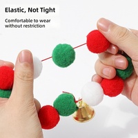 Collier pour animaux de compagnie en polyester élastique avec boucle, motif cloche de Noël transfrontalière et boule en peluche, color block hivernal, best-seller, mignon