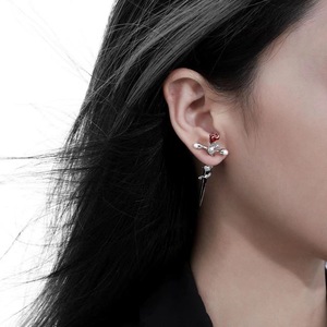 Cruz Rosa Pendientes Thorn Wrap Pendientes Piercing Flor Perla Pendientes - Product Image 5