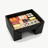 Caja de Sushi para Llevar con Tapa y Base Rígidas, Estilo Navideño Personalizado, Empaque de Papel Biodegradable Festivo de Lujo para Restaurantes Navideños