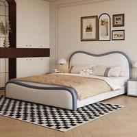 Lit de style nordique moderne en cuir véritable, forme ondulée, lit de mariage italien, lit king size pour chambre principale, meubles