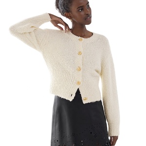 Pull à manches longues en laine pour femmes OEM avec LOGO personnalisé Pull tricoté à boucle moelleuse pour femmes Pull cardigan pour femmes - Product Image 1