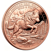 Pièce de monnaie en cuivre pur 999 de 5 oz, motif loup féroce et lion majestueux, en relief 3D ultra-haut, édition de collection