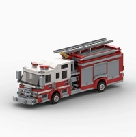 MOC-156284 Truk Pemadam Kebakaran Mini 6-Piece Puzzle Toy Building Block Set Model Dekorasi