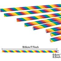 Mengshen Lot de 100 pailles en papier arc-en-ciel jetables, colorées pour fêtes, anniversaires, événements Pride, célébrations estivales, aliments et boissons