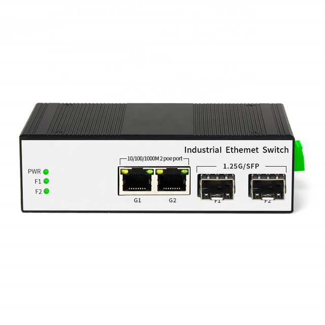 Gigabit 2 Port Industrial POE Switch Din-rail Mount 2 Fiber SFP 2 RJ45 IP40 Protection Industrial Switch POE