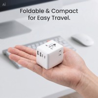 Chargeur de voyage GaN 45W avec fusible à réinitialisation automatique, prise universelle, ports USB multiples, adaptateur de prise EU/UK pour appareil photo et ordinateur portable, faible MOQ