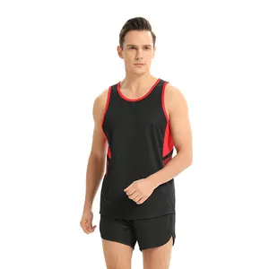 Wholesale Custom Sublimation Printing Sleeveless Marathon Jersey Track and Field Uniforms suit for man
