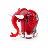 Décoration d'art moderne, artisanat, éléphant à long nez en verre coloré émaillé fait à la main, ornement créatif pour la décoration de la maison