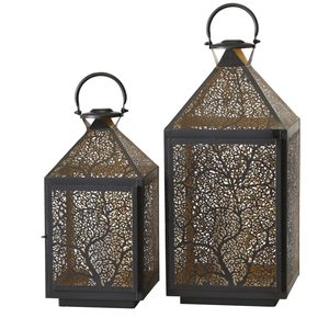 Lanterne à bougie décorative suspendue pour la décoration des hôtels et des restaurants, vente chaude, fer noir, design antique gravé - Product Image 2