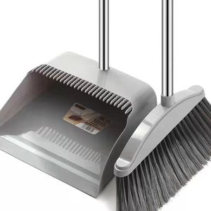 Broom And Dustpan Set Heavy Duty Steel Handle <b>Plastic</b> Dustpan Extra Large For Household Cleaning - Product Image 2