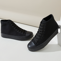 Chaussures en toile noires à prix bas personnalisées, tendance, à la mode, à tige haute, dernier design, pour femmes