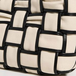 Women's Lady Vintage Autumn/Winter Summer Custom Border Woven <b>Mini</b> Tote Single Shoulder Fashion <b>Canvas</b> Handbag Button Closure - Product Image 4