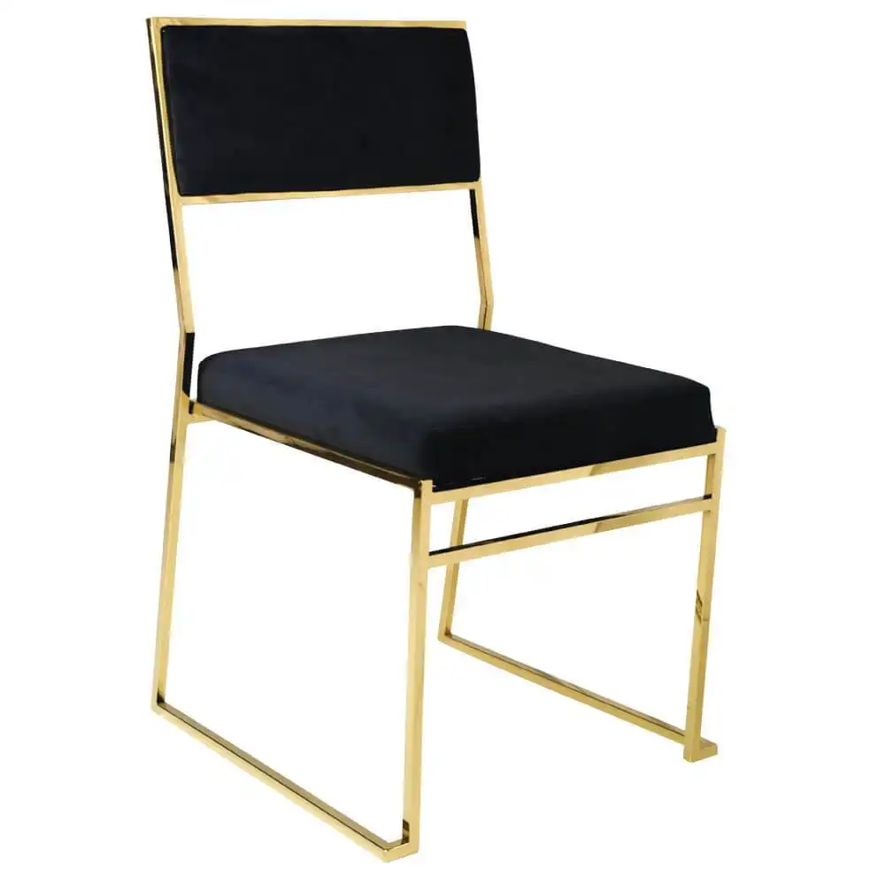 Modern Luxury Design Stainless Steel Restaurant Used Dining Chair Stackable Velvet Dining Chair for Wedding Rental Event