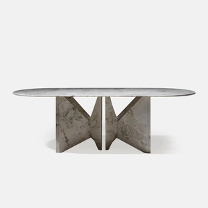 イタリアングリーンホワイトピンクデザインディンギングマーブルテーブル - Product Image 3