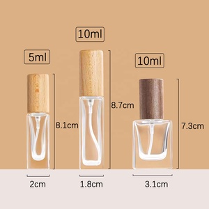 Botellas cuadradas de Spray de Perfume de 5ml /10ml, botella recargable de vidrio vacía, tapa de madera, aceites de viaje portátiles, botella cosmética líquida - Product Image 2