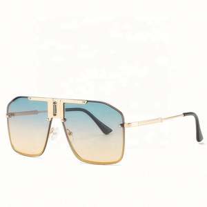 Vente en gros de lunettes de soleil carrées vintage en métal, UV400, surdimensionnées, pour hommes, 2021 - Product Image 5