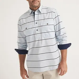 Mens 100% cotton poplin Burton Work shirt Relaxed fit Summer weight Half placket Long sleeve Adjustable cuffs work shirt