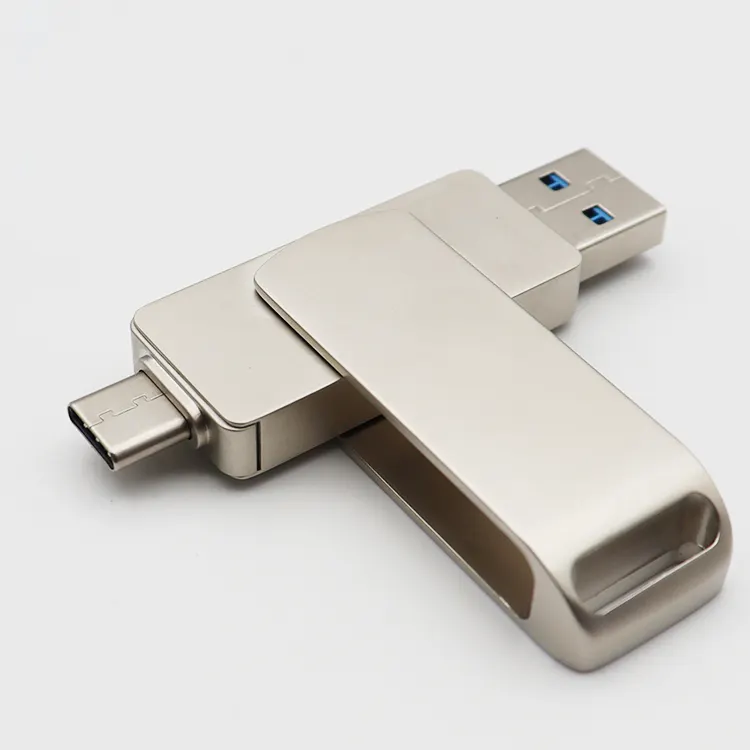 Type-c Metal Flash Drive 2 In 1 OTG 2.0 3.0 U Disk Customized LOGO Memory Stick 8GB 32GB 64GB 128GB 256GB 1TB USB C Stick