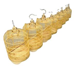 กรงนกไม้ไผ่ทำมือ ระบายอากาศได้ดี รังนกแบบดั้งเดิม งานฝีมือพื้นบ้านจีน ผลิตภัณฑ์สำหรับสัตว์เลี้ยง บ้านนก - Product Image 1