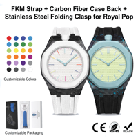 Gros Bracelet FKM premium avec boîtier bumper acier inox pour Swatch x AP Royal Pop Mod Kit sport luxe robuste