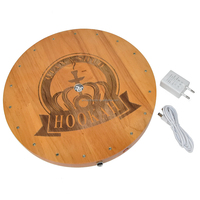 Base de lampe LED en bois rond givré de luxe, fabriquée en gros, pour chicha et éclairage d'ambiance