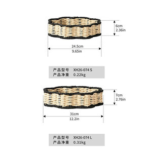 Handmade Woven Two Color Paper Rope <b>Storage</b> <b>Tray</b> Irregular Shape Desktop Organizer Sustainable Home Decor - Product Image 3