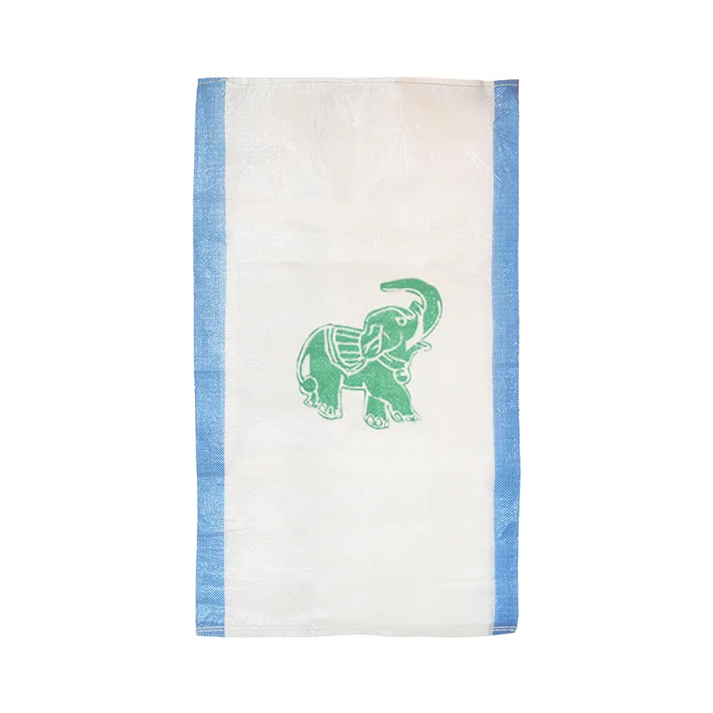 흰색 pp 짠 콩 시리얼 쌀 농업 제품 포장 가방 자루 블루 스트립 플라스틱 쇼핑 가방