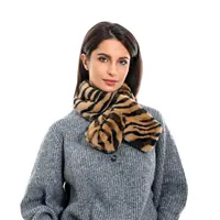 Écharpe à motif rayures de tigre pour femmes, foulard, en fausse fourrure de lapin, imprimé léopard, chaude, nouvelle collection hiver